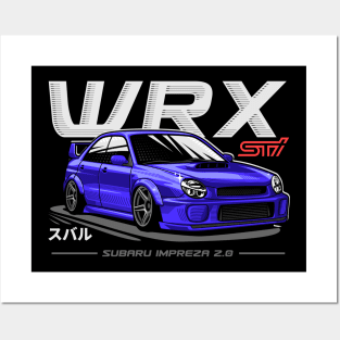 JDM car Subaru Impreza WRX STI BLUE Posters and Art